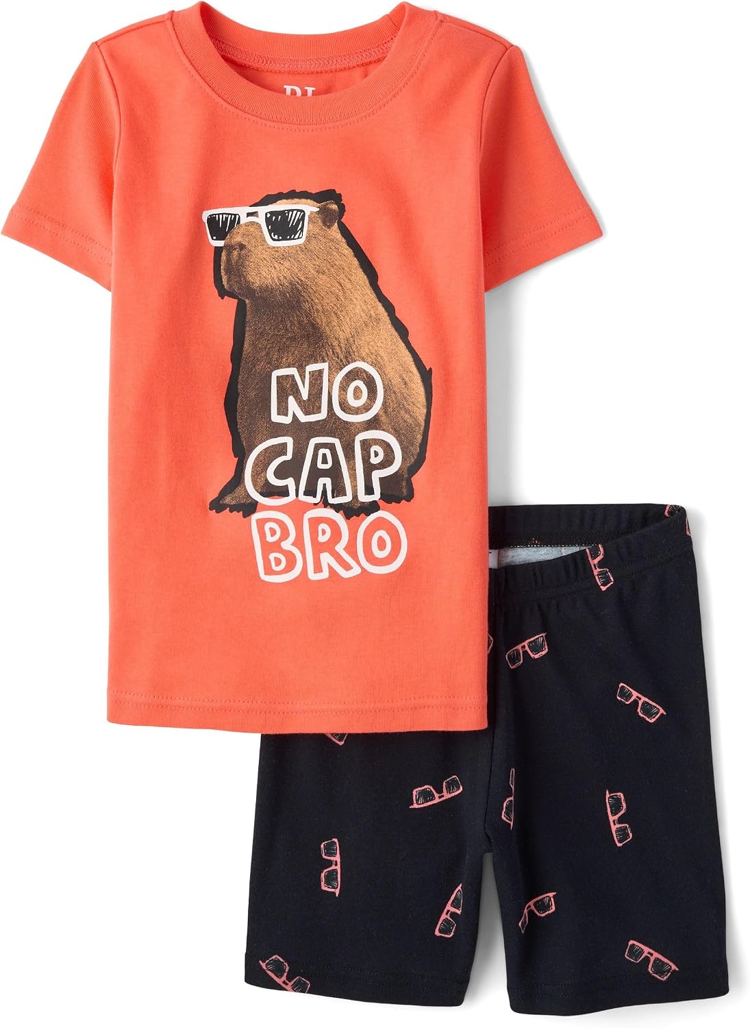 The Children's Place Boys' 100% Cotton Sleeve Top and Shorts 2 Piece Pajama Set