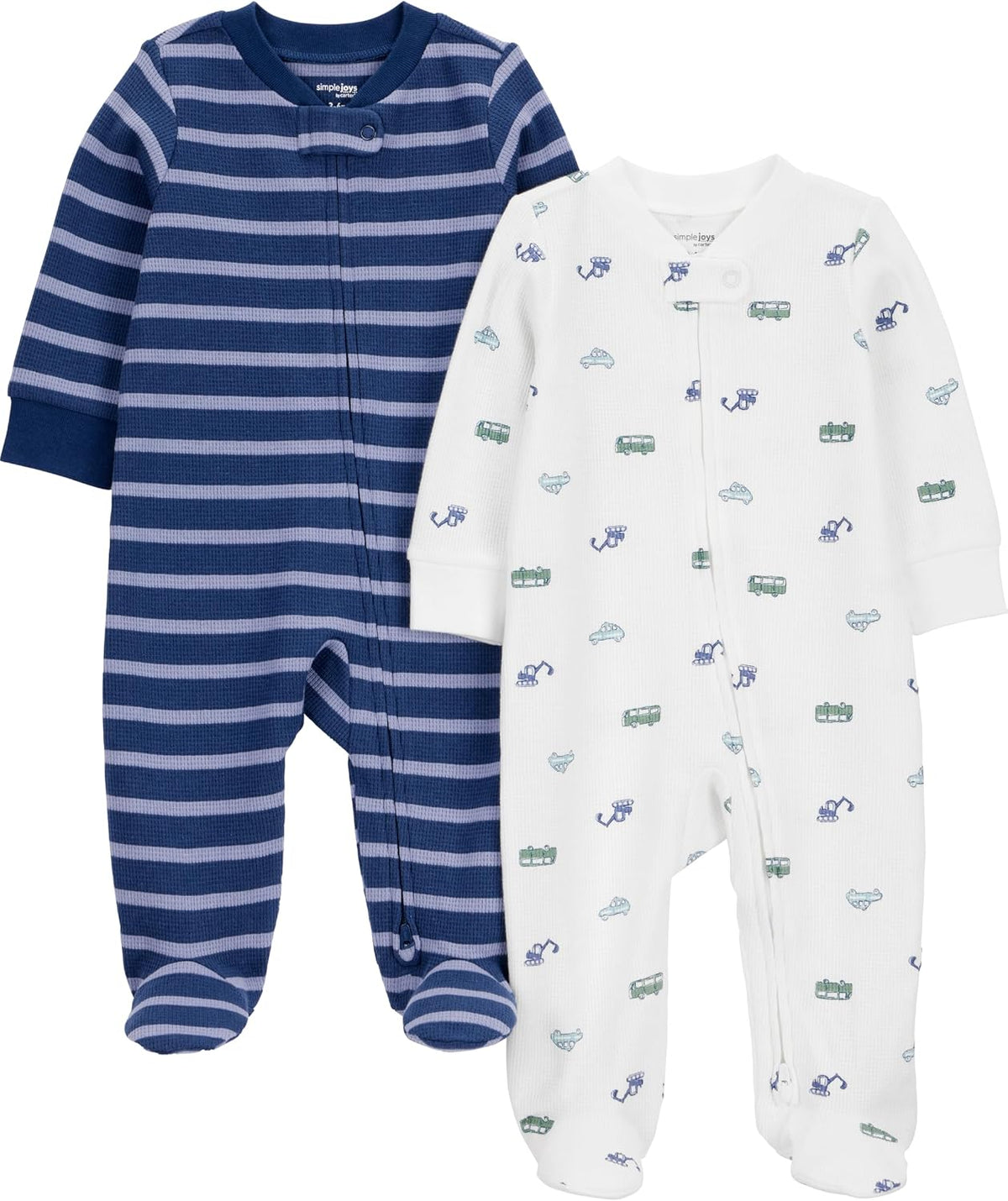Simple Joys by Carter's Baby Boys' 2-way Zip Thermal Footed Sleep and Play, Pack of 2