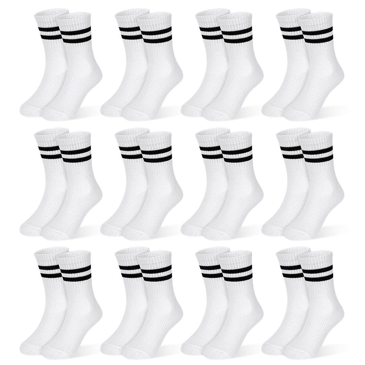 GENTABY 12 Pairs Boys Crew Socks, Kids Athletic Stripes Socks Toddler 1-12Y