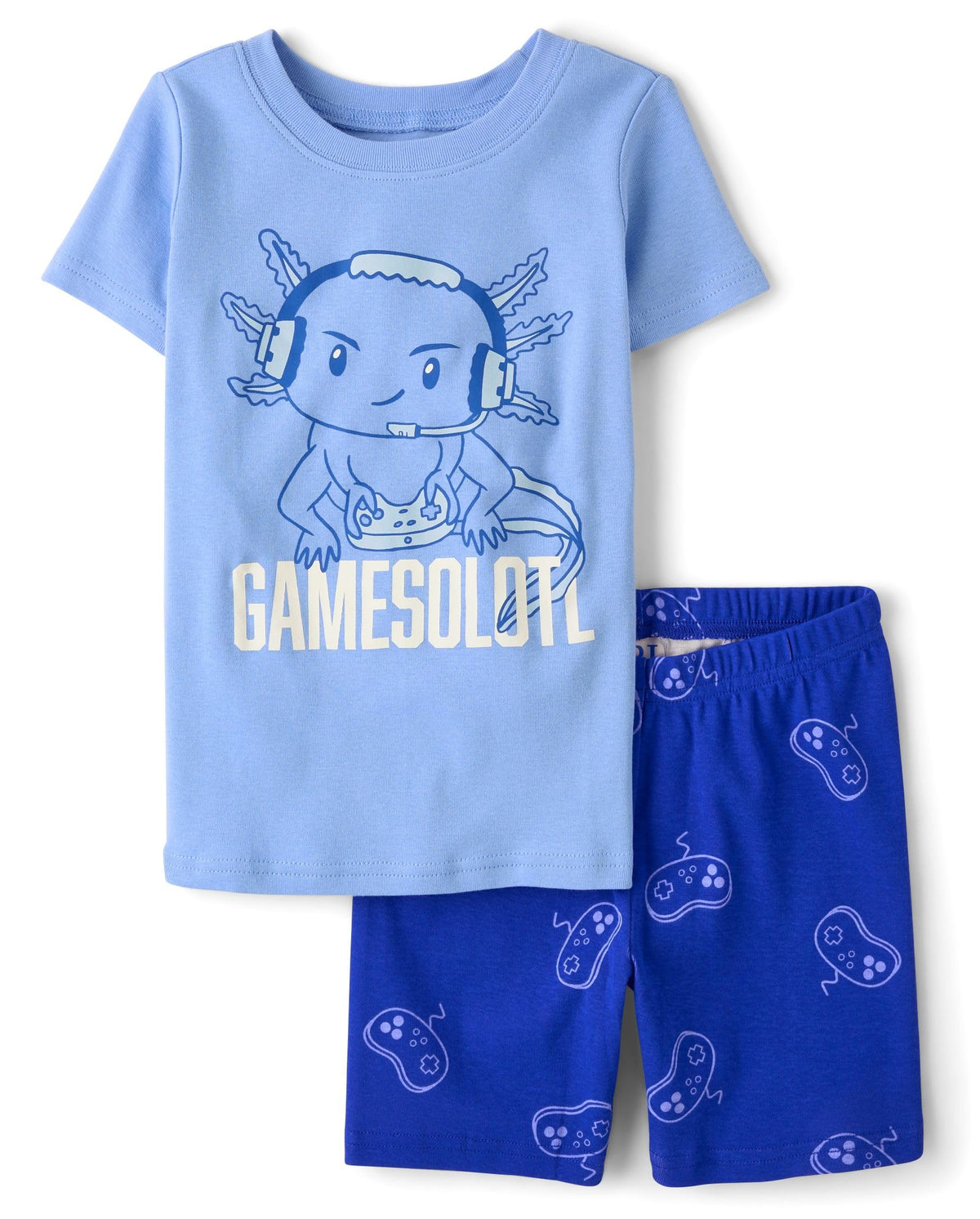 The Children's Place Boys' 100% Cotton Sleeve Top and Shorts 2 Piece Pajama Set