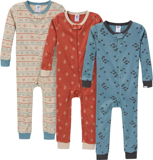 Gerber Baby Boys 3-Pack Snug Fit Footless One Piece Cotton Pajamas