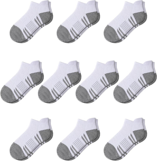 Somaibo 10 Pairs Boys Girls Ankle Socks Kids Athletic Socks No Show