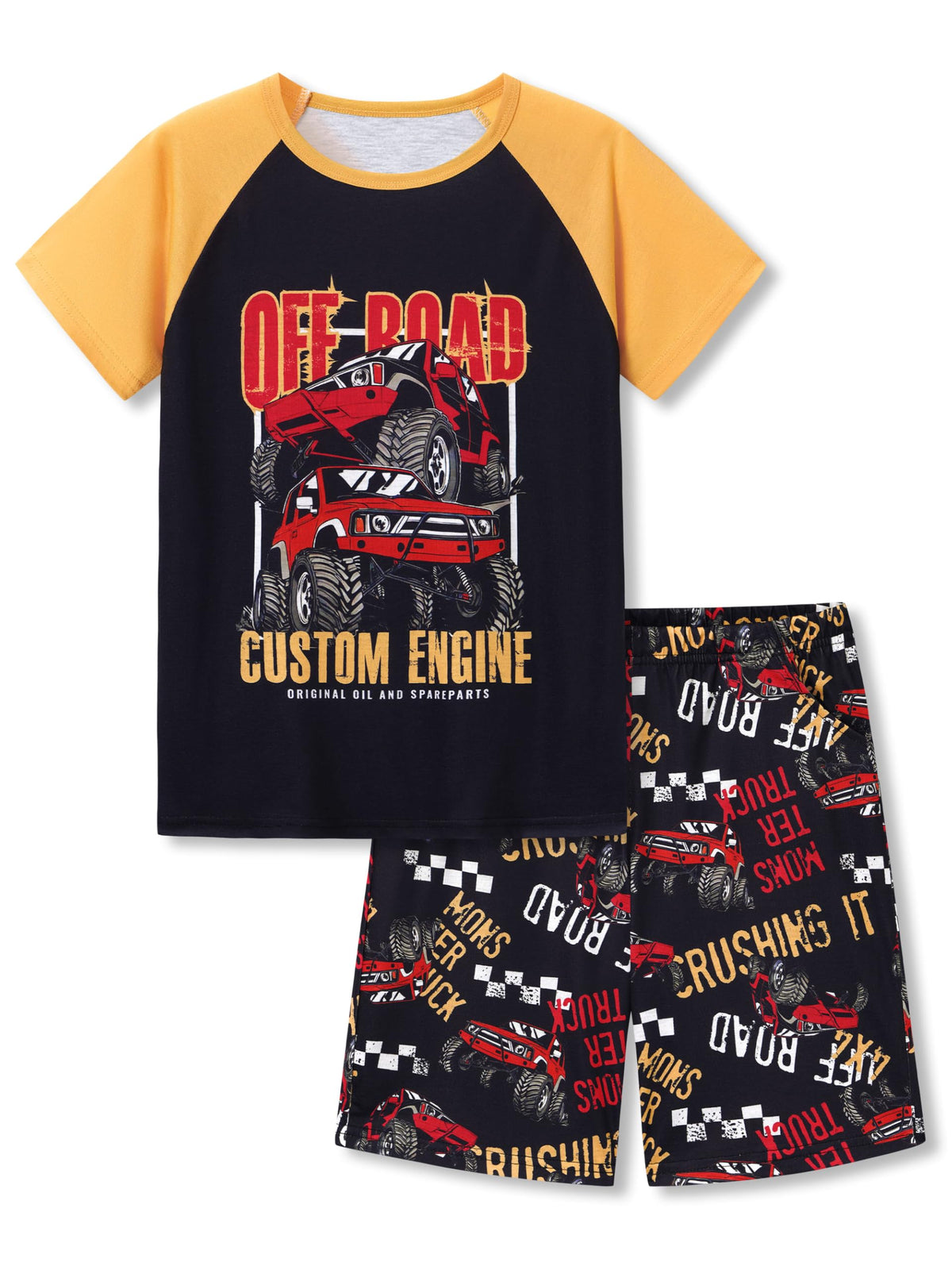 Topgal Boys 2-Piece Short Sleeve Tee & Shorts Pajamas Set Size 6-18