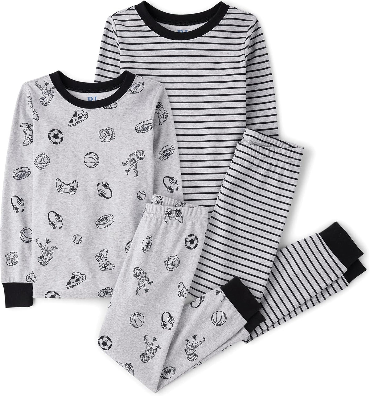 The Children's Place Boys' 100% Cotton Long Sleeve Top and Pants, 2 Piece Pajama Set