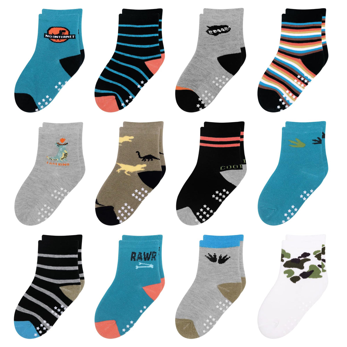 Toddler Non Slip Grip Crew Socks for 1-7 Years Baby Kids Boys Girls