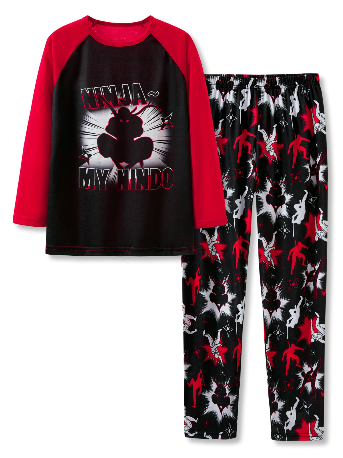 Tebbis Boys Comfy Trendy Print Long Sleeve & Pants Pajama Set Sizes 6-18