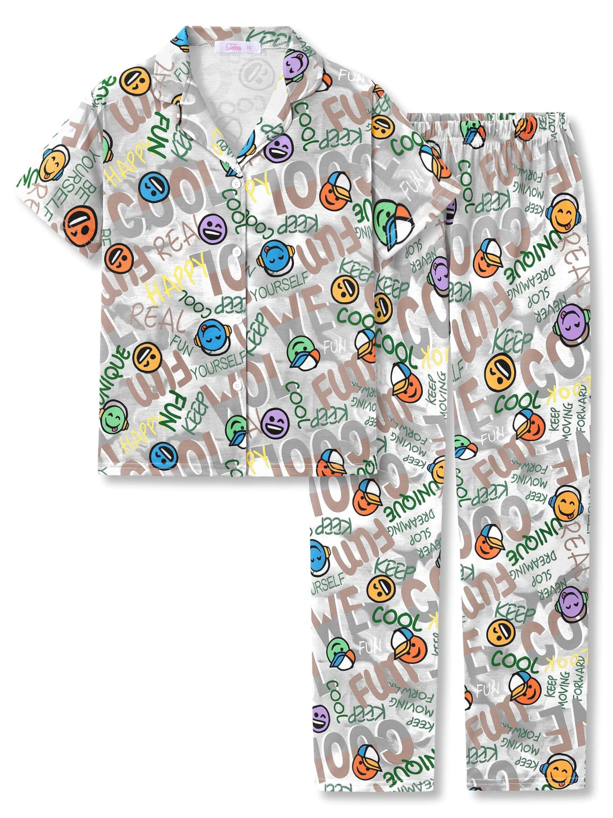 Tebbis Boys Pajamas Novelty Prints Button-Up Short Sleeve Set Size 6-18
