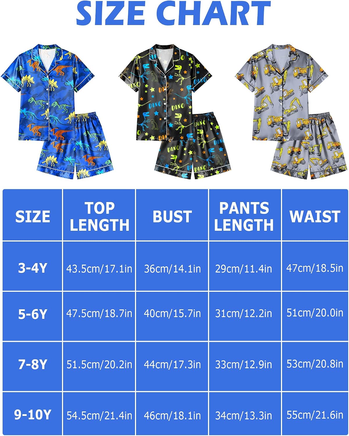PASHOP Boys Pajamas Toddler Little Boys Silky Satin Pajamas Button Down Short Sleeve & Shorts Pjs Set Kids Sleepwear 3-10Y