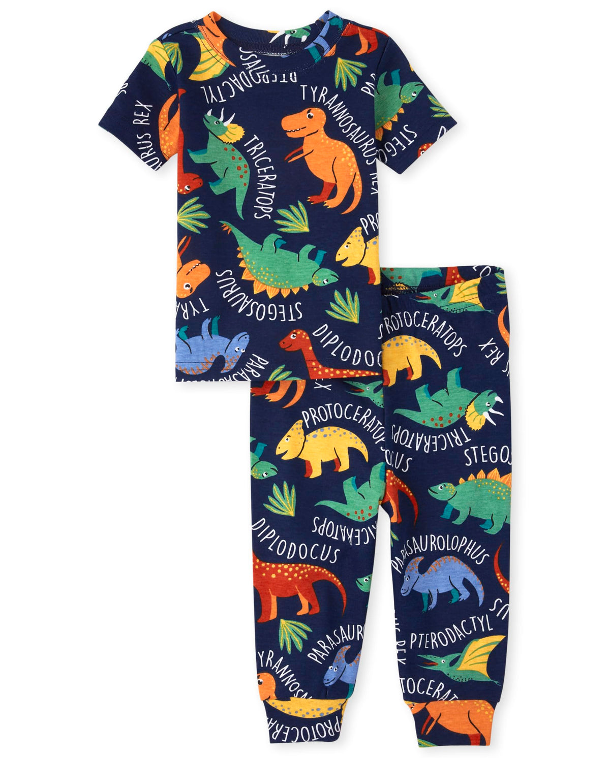 The Children's Place Baby Boys' Snug Fit 100% Cotton Short Sleeve Top and Pants 2 Piece Pajama Set
