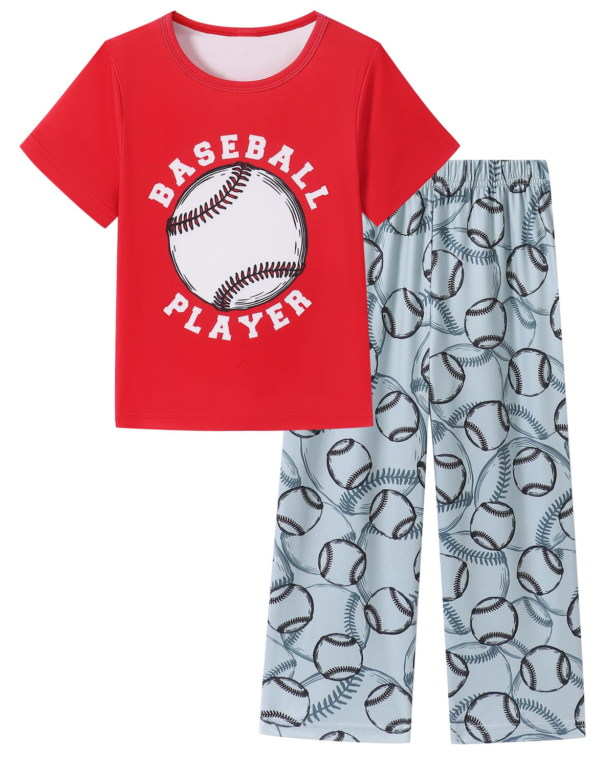 Mikrdoo Boys Pajamas Set 2Piece Short Sleeve Tops and Pants PJs Summer Sleepwear for Kids Size 2-14 Years