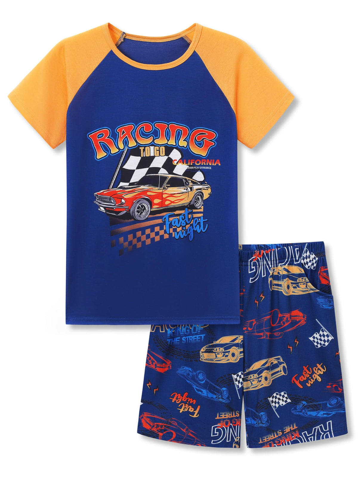 Beezizac Boys Summer Pajamas, Short-Sleeve 2-Piece Sleepwear, Sizes 6-18