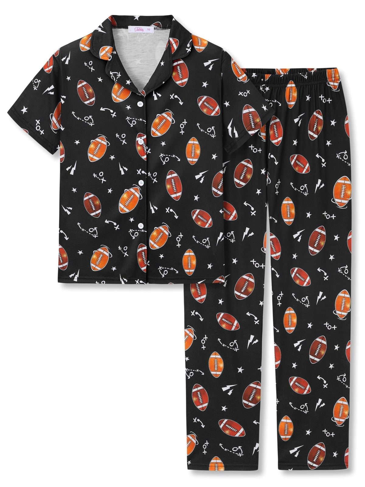 Tebbis Boys Pajamas Novelty Prints Button-Up Short Sleeve Set Size 6-18