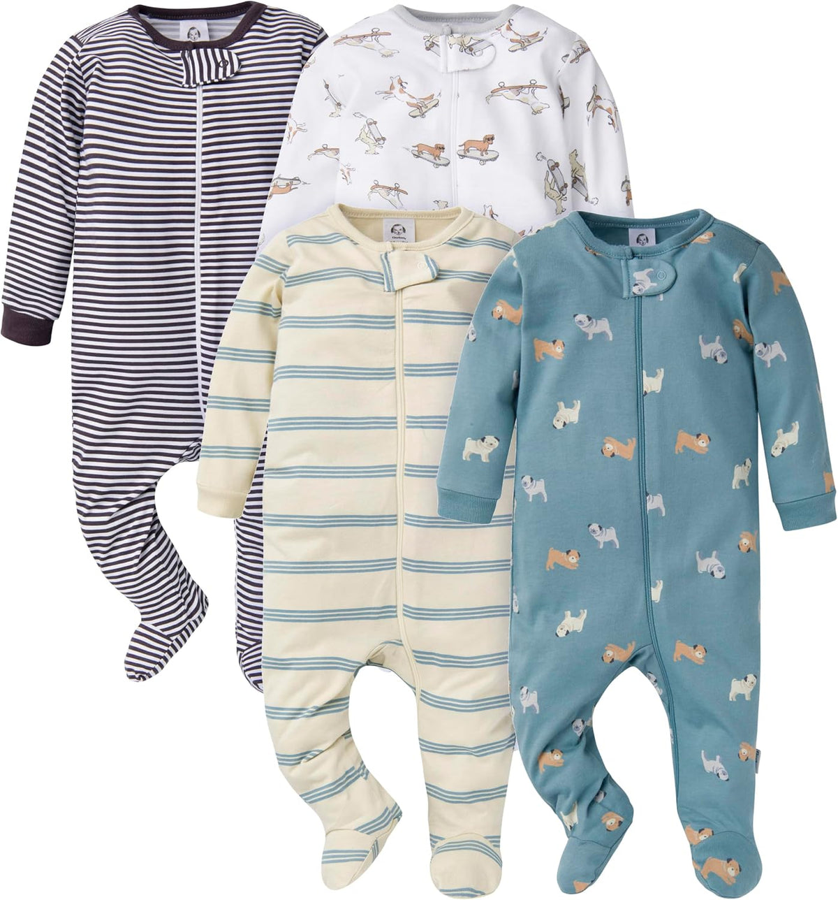 Gerber Baby Boys' 4-Pack Sleep 'N Play Footie, Dogs, Newborn