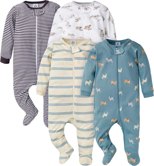 Gerber Baby Boys' 4-Pack Sleep 'N Play Footie, Dogs, Newborn