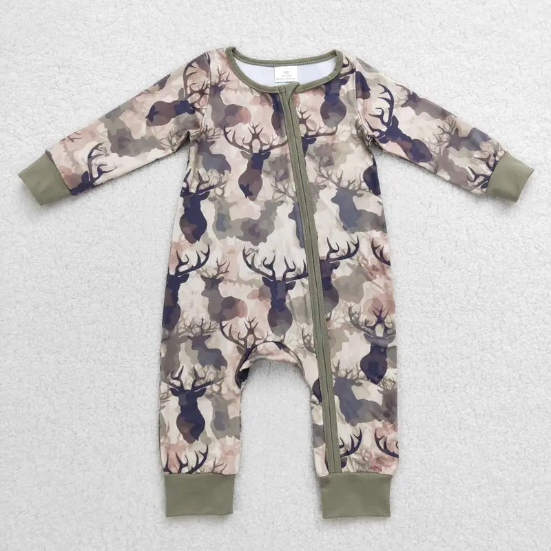Kids Boy Camo Pajamas Set Deer Hunting Pockets Sleep Wear Winter Clothing