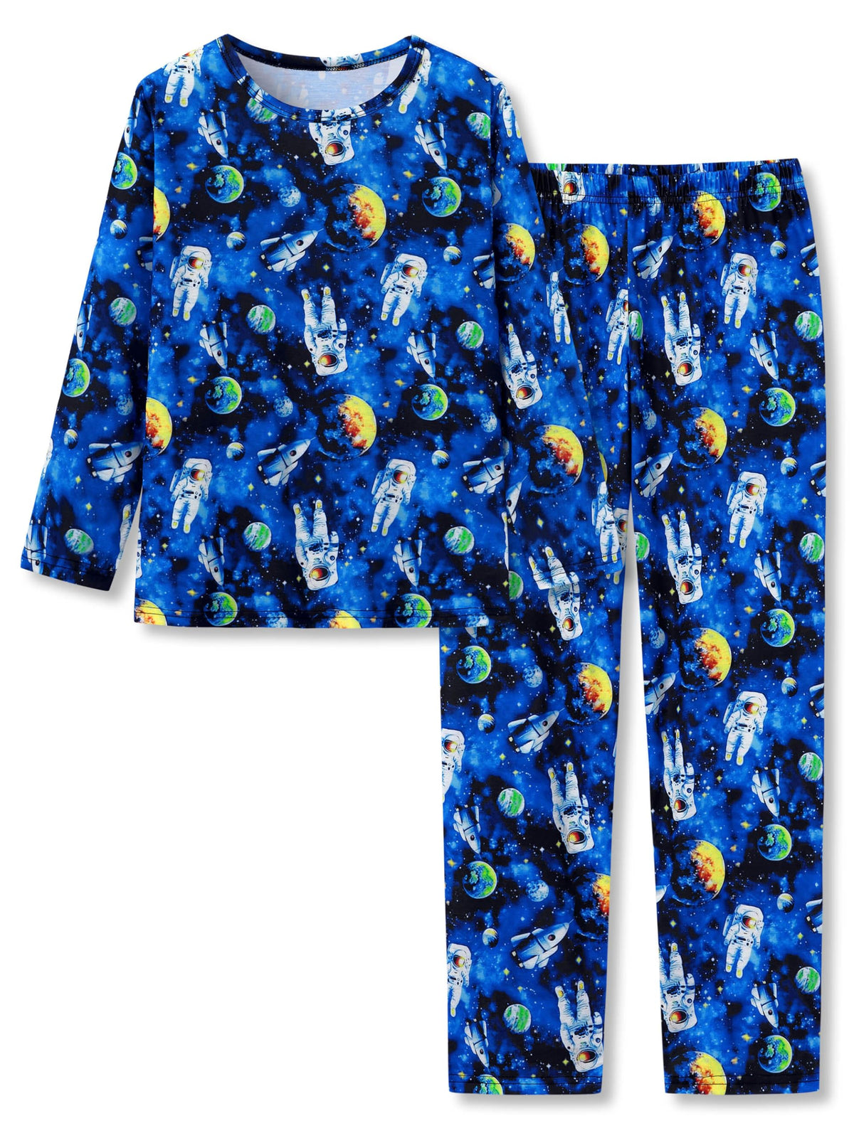 Tebbis Boys Comfy Trendy Print Long Sleeve & Pants Pajama Set Sizes 6-18