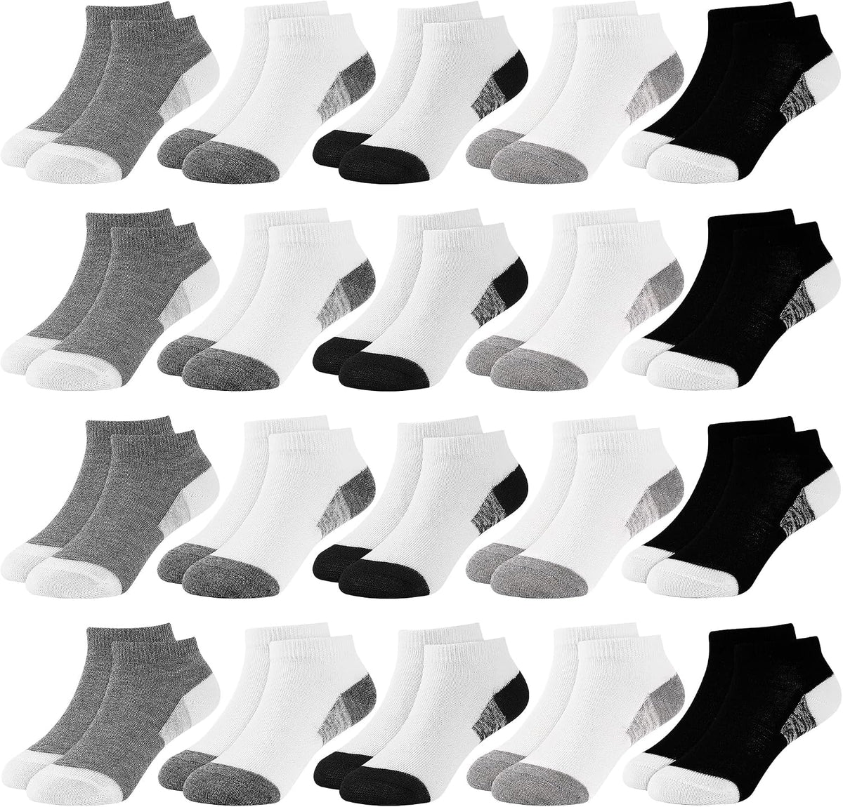 20 Pairs Toddler Socks for Kids Boys Ankle Low Cut Sock 1-14 Years
