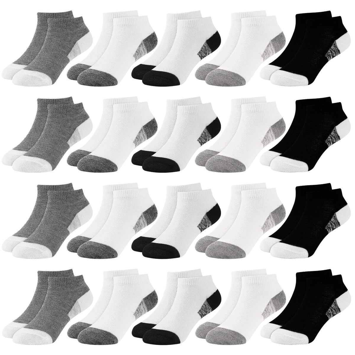 20 Pairs Toddler Socks for Kids Boys Ankle Low Cut Sock 1-14 Years