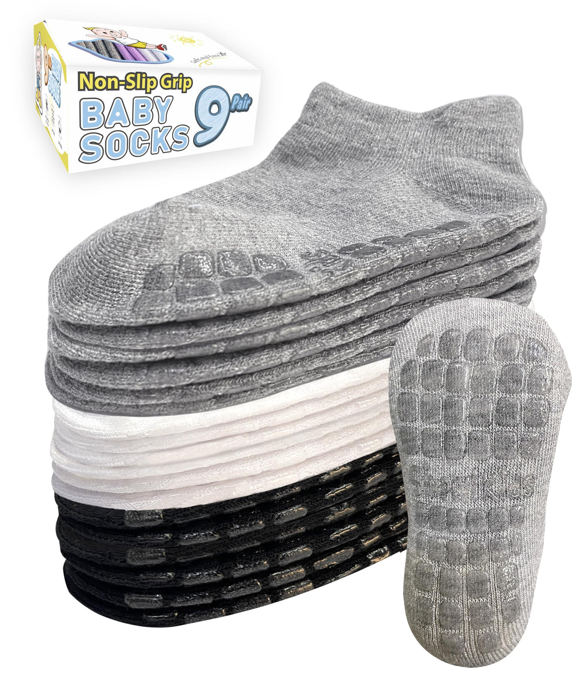 Simply Kids Baby Non-Slip Ankle Socks – Superior Grip, Soft Cotton, for Active Toddler Girls & Boys (Ages 0-7)