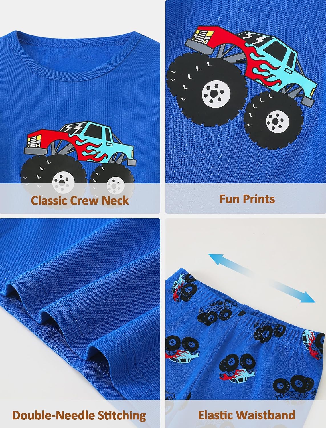 Mikrdoo Boys Cotton Pajamas 2 Pcs Snug Fit Long Sleeve Pj Set 2-14Y
