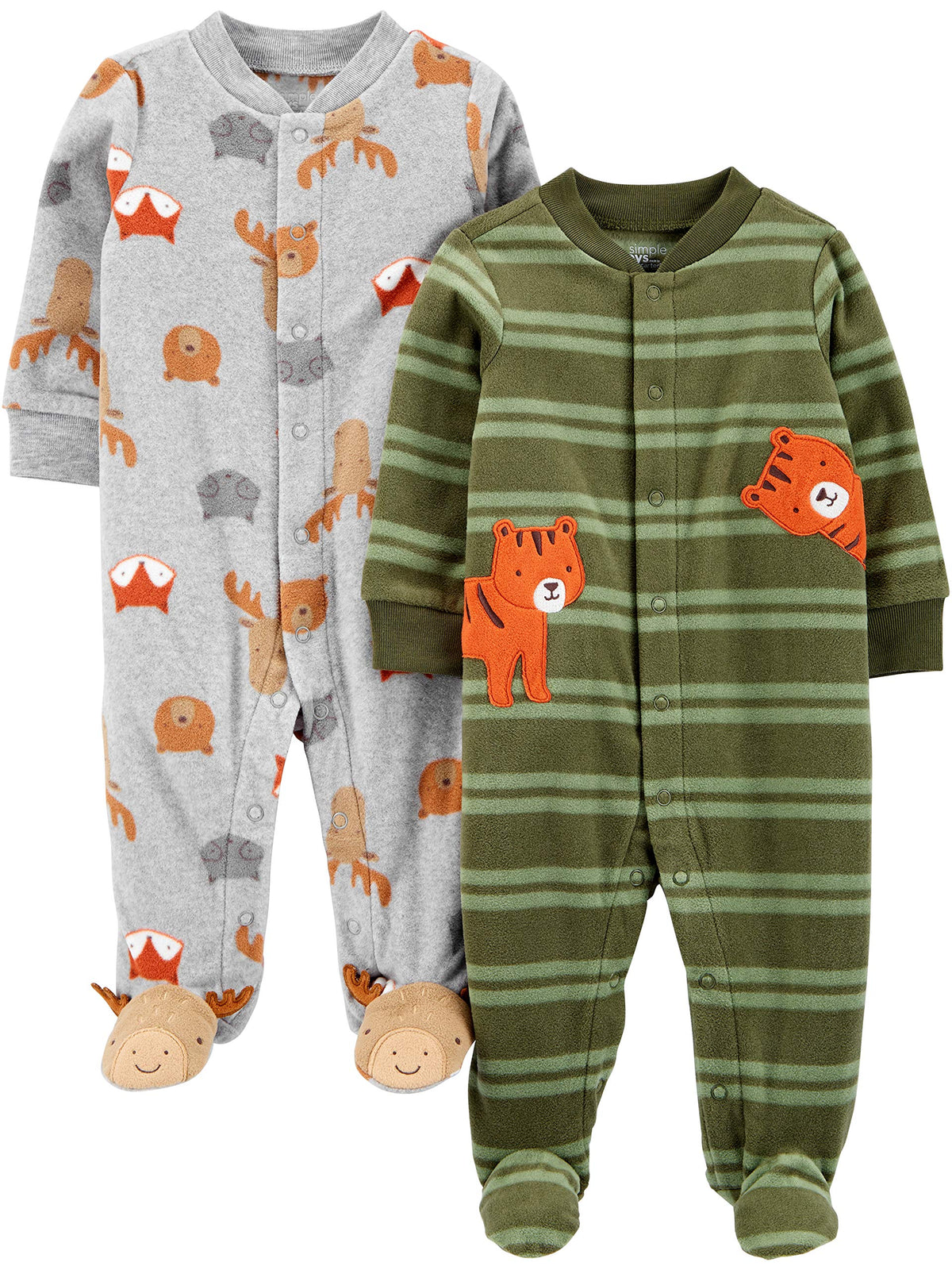 Simple Joys by Carter's Unisex Baby 2-pack Neutral Fleece Footed Sleep and Play
