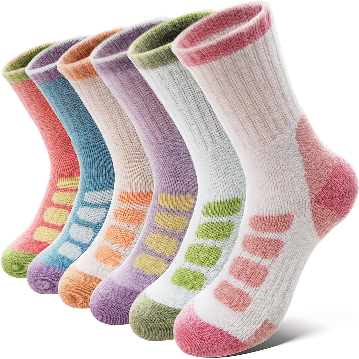 Anlisim Kids Merino Wool Hiking Socks for Boys Girls Toddlers, 6 Pairs