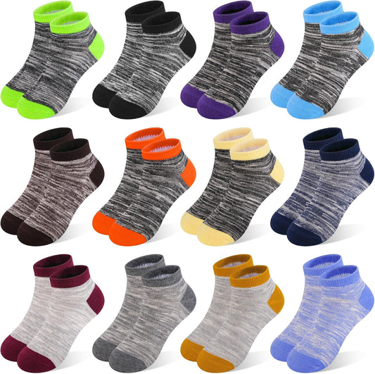GENTABY Boys Ankle Socks 12-Pack Toddler Athletic Low Cut Socks 2-10Y