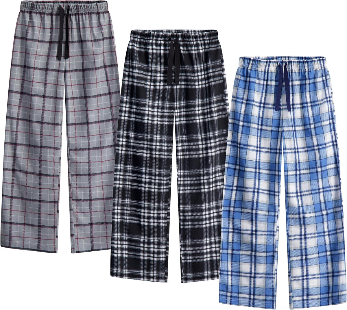 US Angels 3-Pack Boys Pajama Pants - Soft Jersey Knit OR Microfleece PJ Bottoms for Kids - Boys Sleepwear, Size 7-20