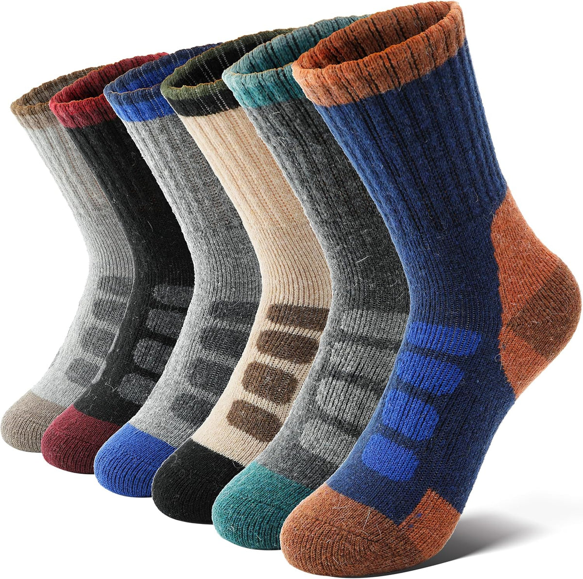 Anlisim Kids Merino Wool Hiking Socks for Boys Girls Toddlers, 6 Pairs