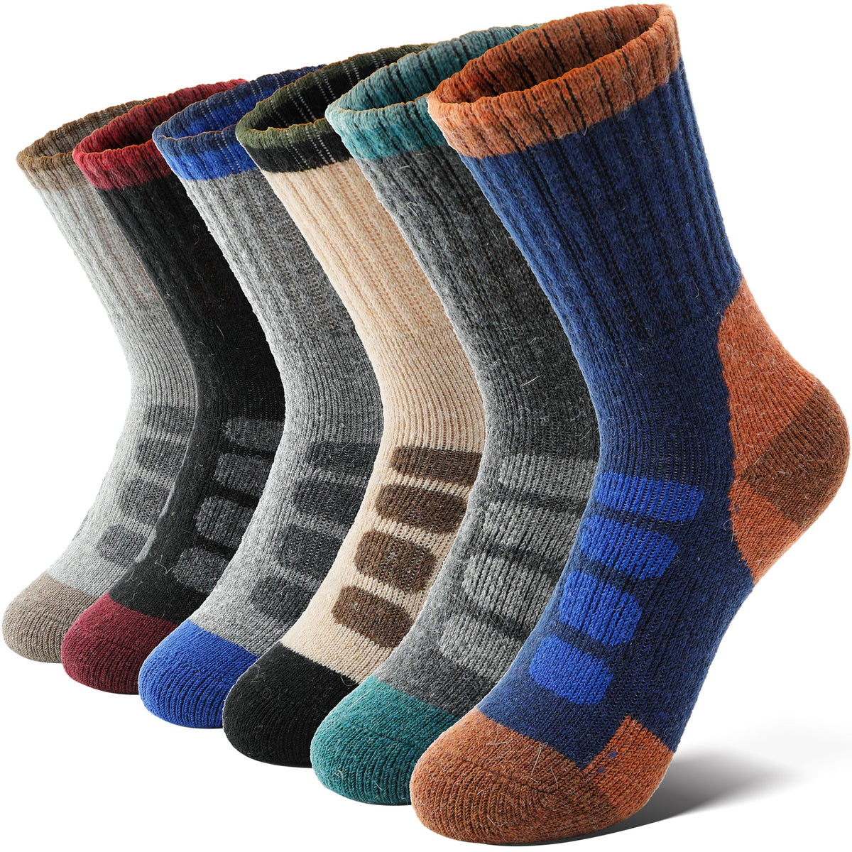Anlisim Kids Merino Wool Hiking Socks for Boys Girls Toddlers, 6 Pairs