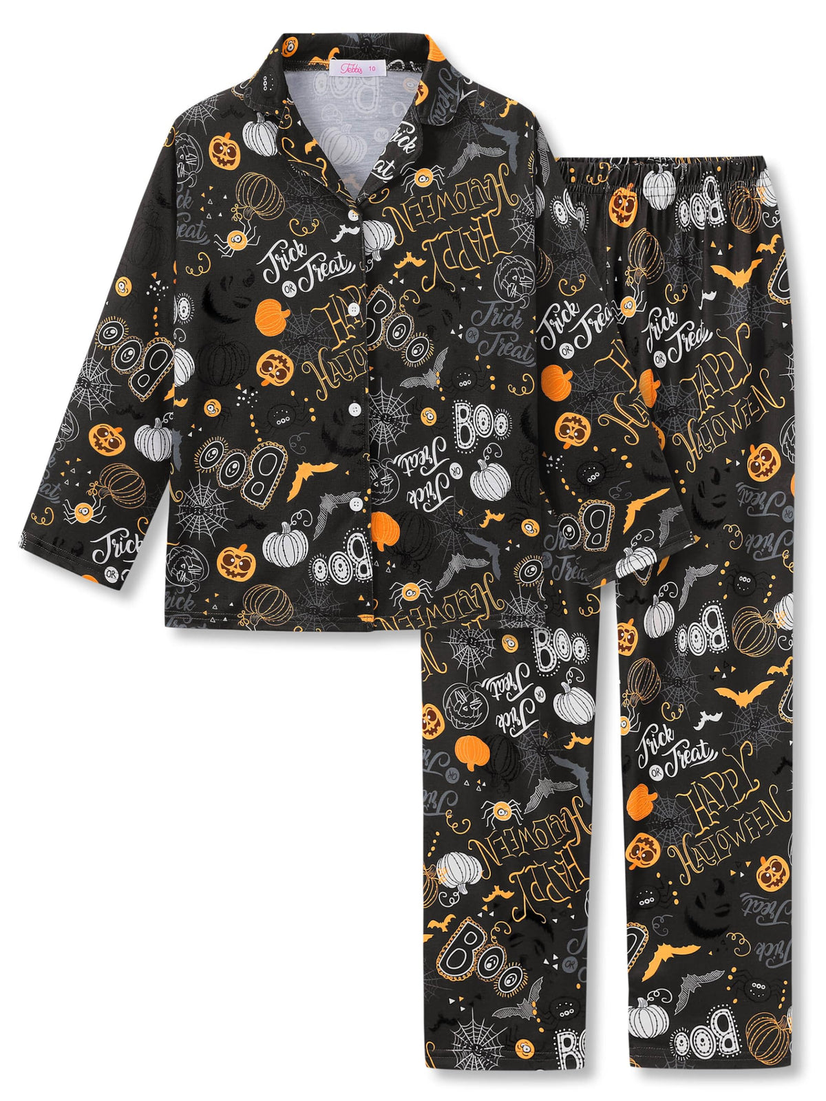 Tebbis Boys Pajamas Novelty Prints Button-Up Long Sleeve 2-Piece Size 6-18