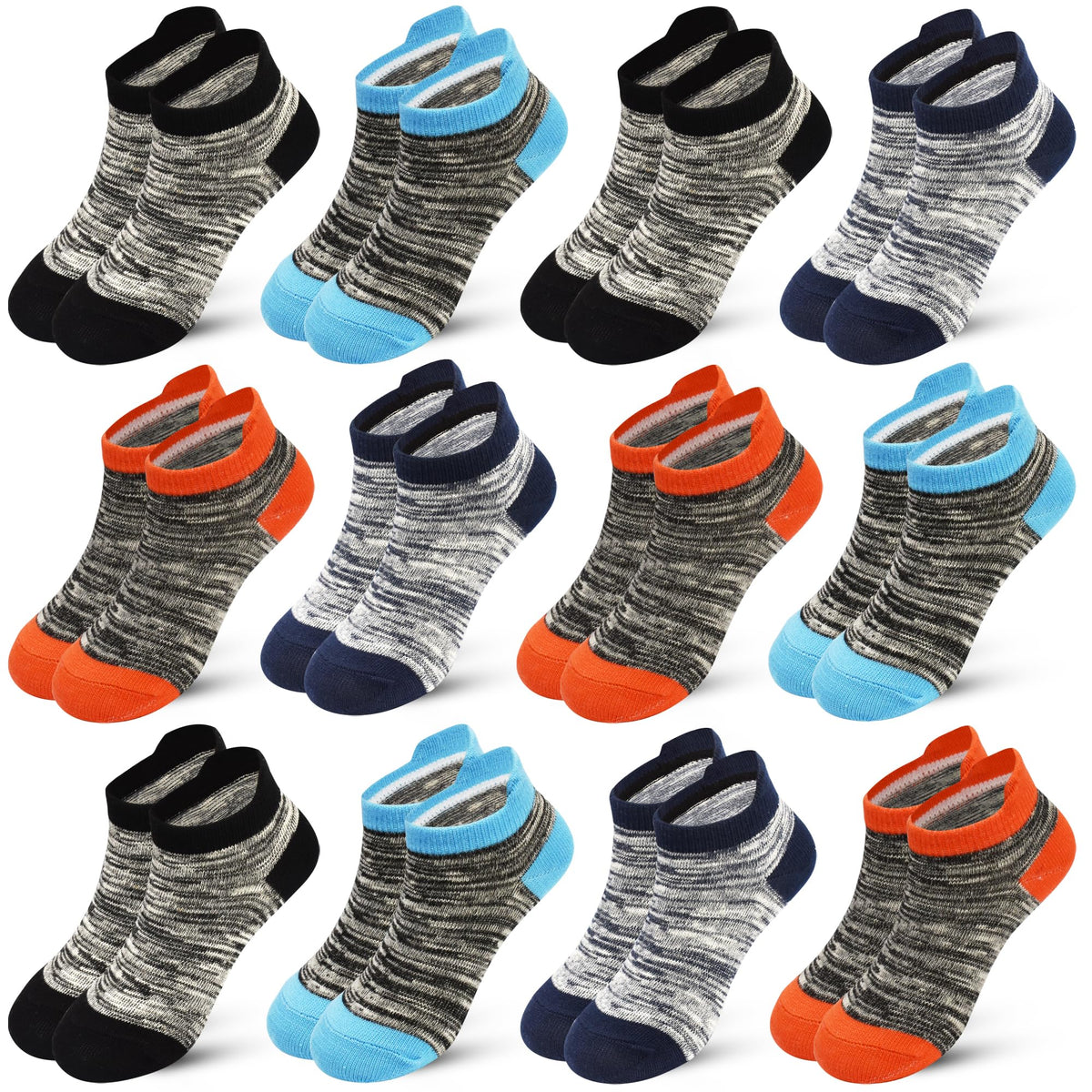 ZERULETS 12 Pairs Kids Socks, Toddler Ankle Athletic Socks 1-14 Years
