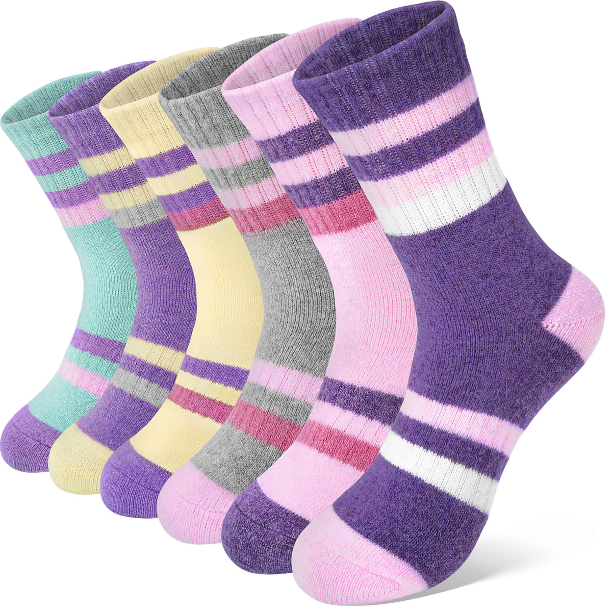 Anlisim Kids Merino Wool Hiking Socks for Boys Girls Toddlers, 6 Pairs