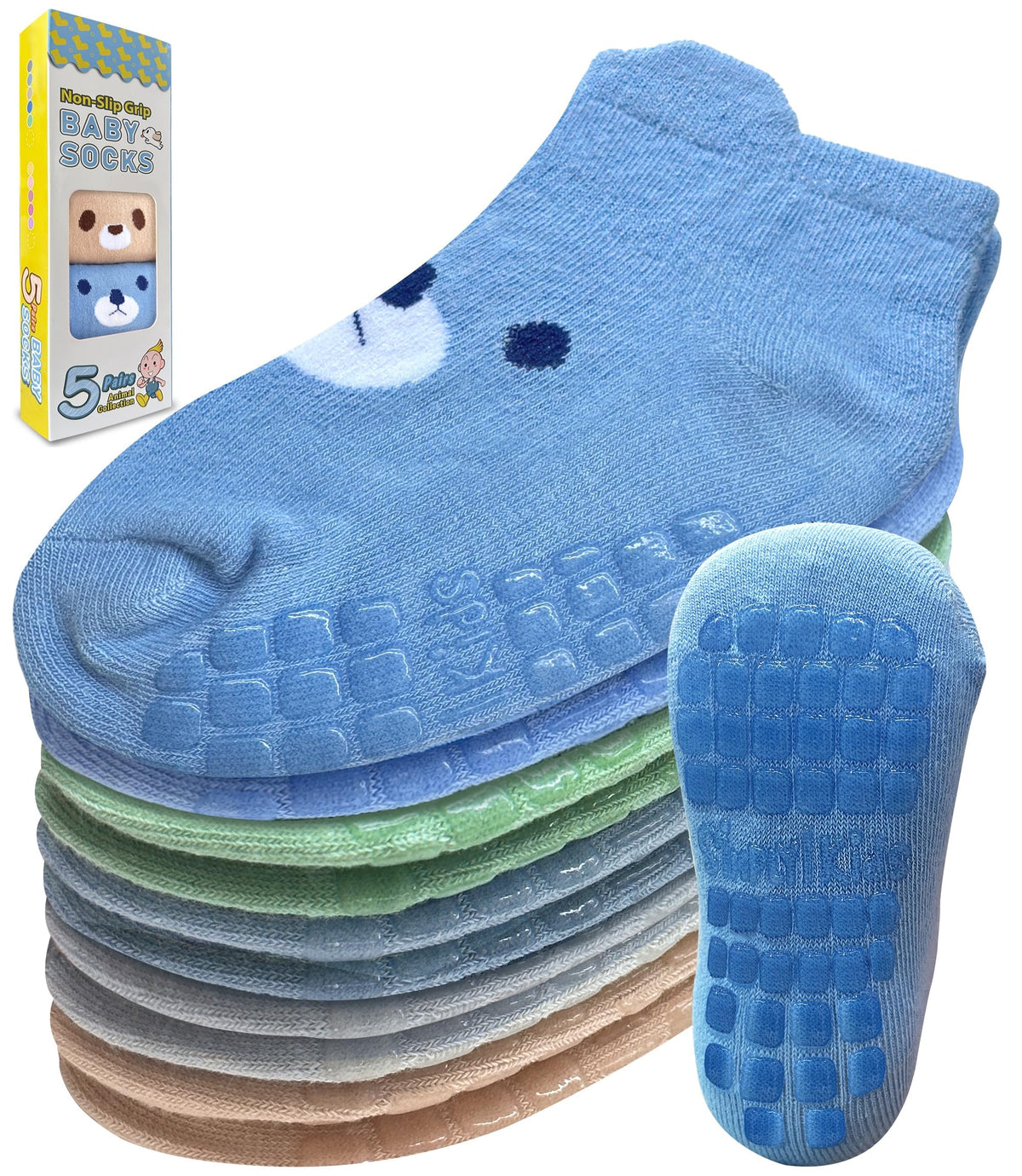 Simply Kids Baby Non-Slip Ankle Socks – Superior Grip, Soft Cotton, for Active Toddler Girls & Boys (Ages 0-7)
