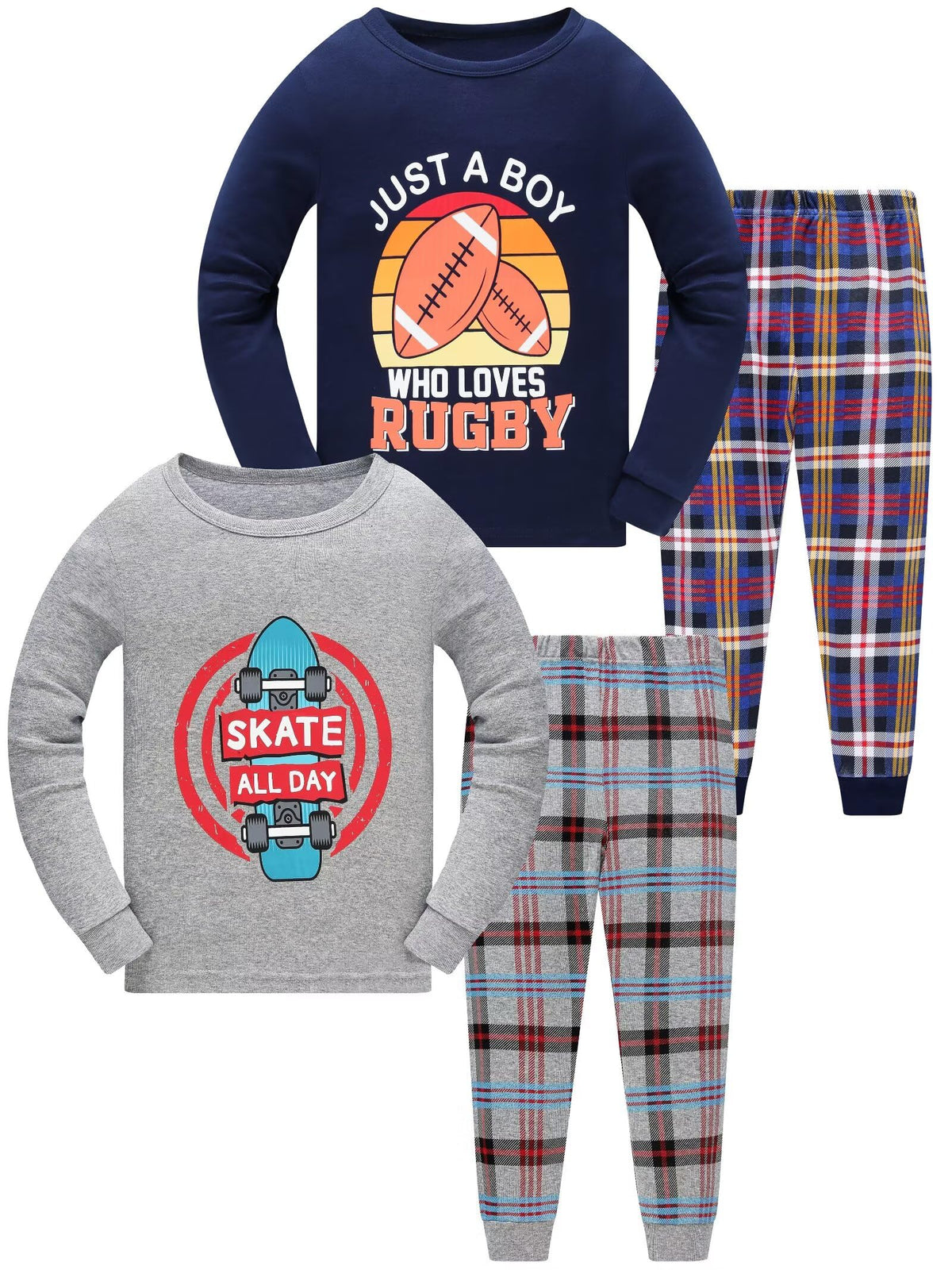 Boys Pajamas 4-Piece Pyjama Set for Kids Boys Clothes 3-12 Years PJs