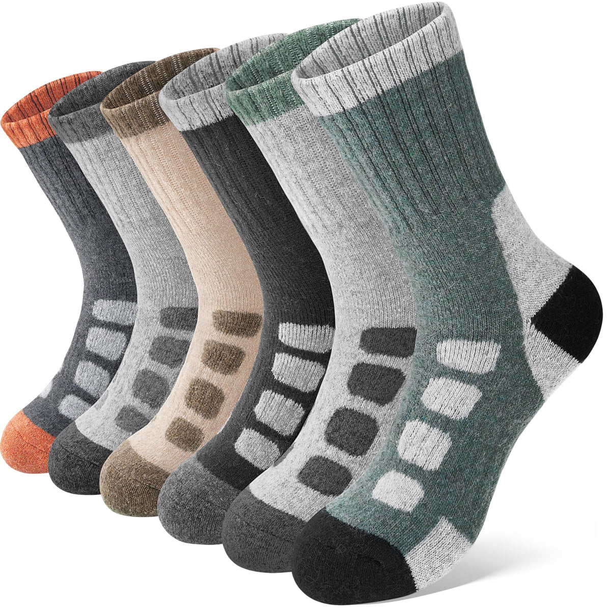 Anlisim Kids Merino Wool Hiking Socks for Boys Girls Toddlers, 6 Pairs