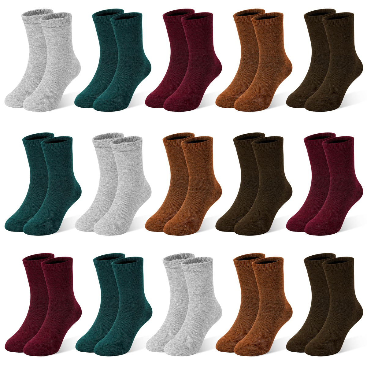 ZERULETS 15 Pairs Kids Socks Toddler Crew School Athletic Socks 1-14 Years
