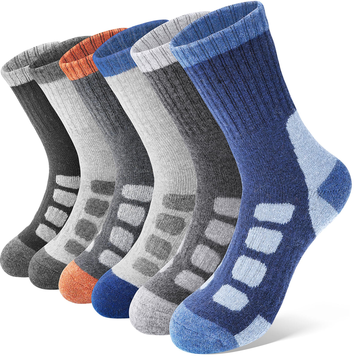 Anlisim Kids Merino Wool Hiking Socks for Boys Girls Toddlers, 6 Pairs