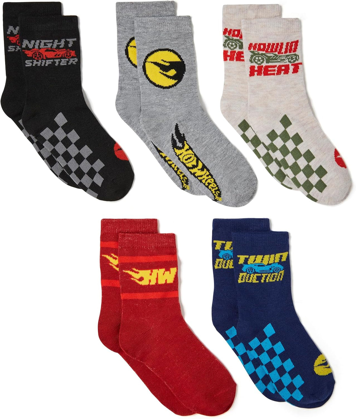 Hot Wheels Boys' Race Car 5 Pack Crew Socks