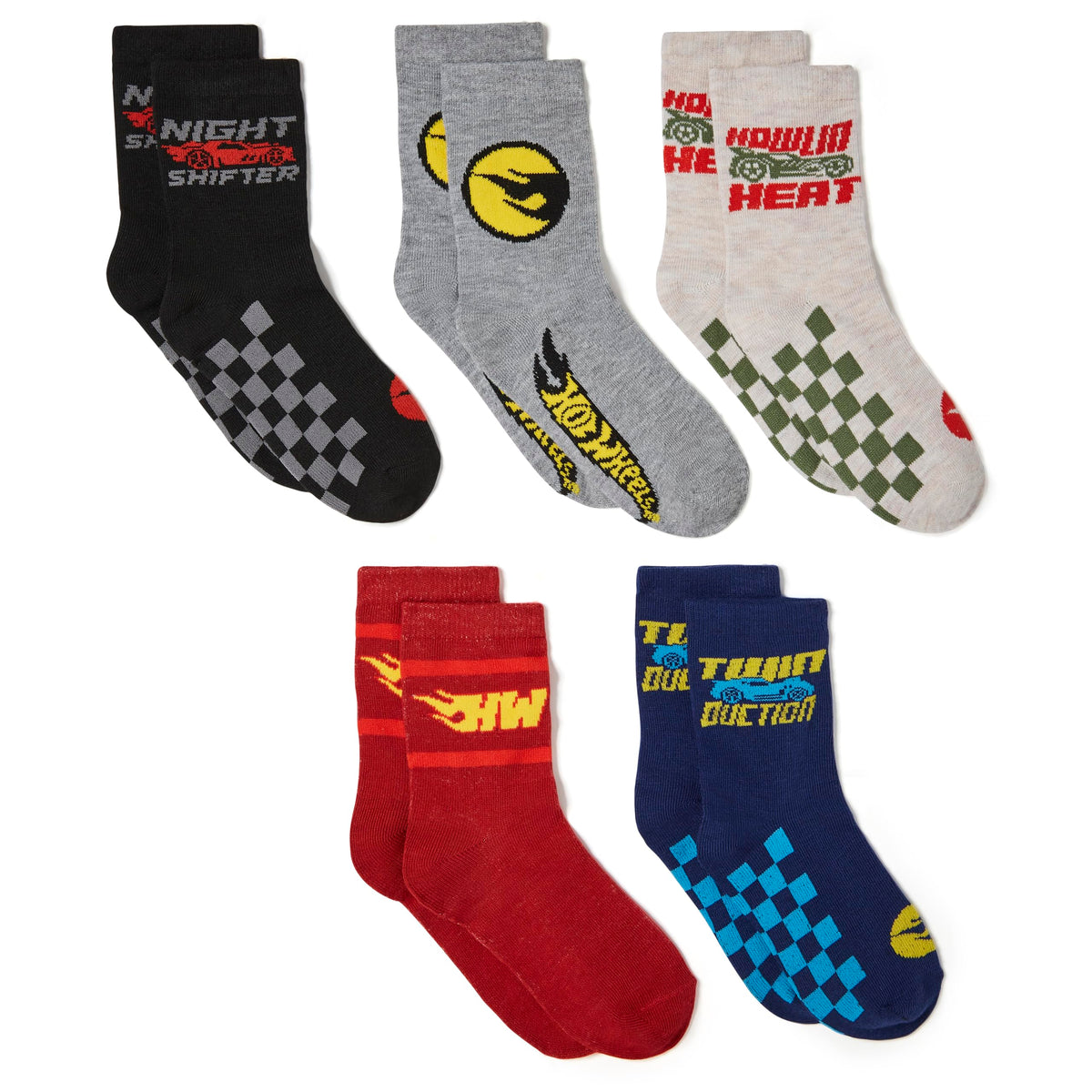 Hot Wheels Boys' Race Car 5 Pack Crew Socks