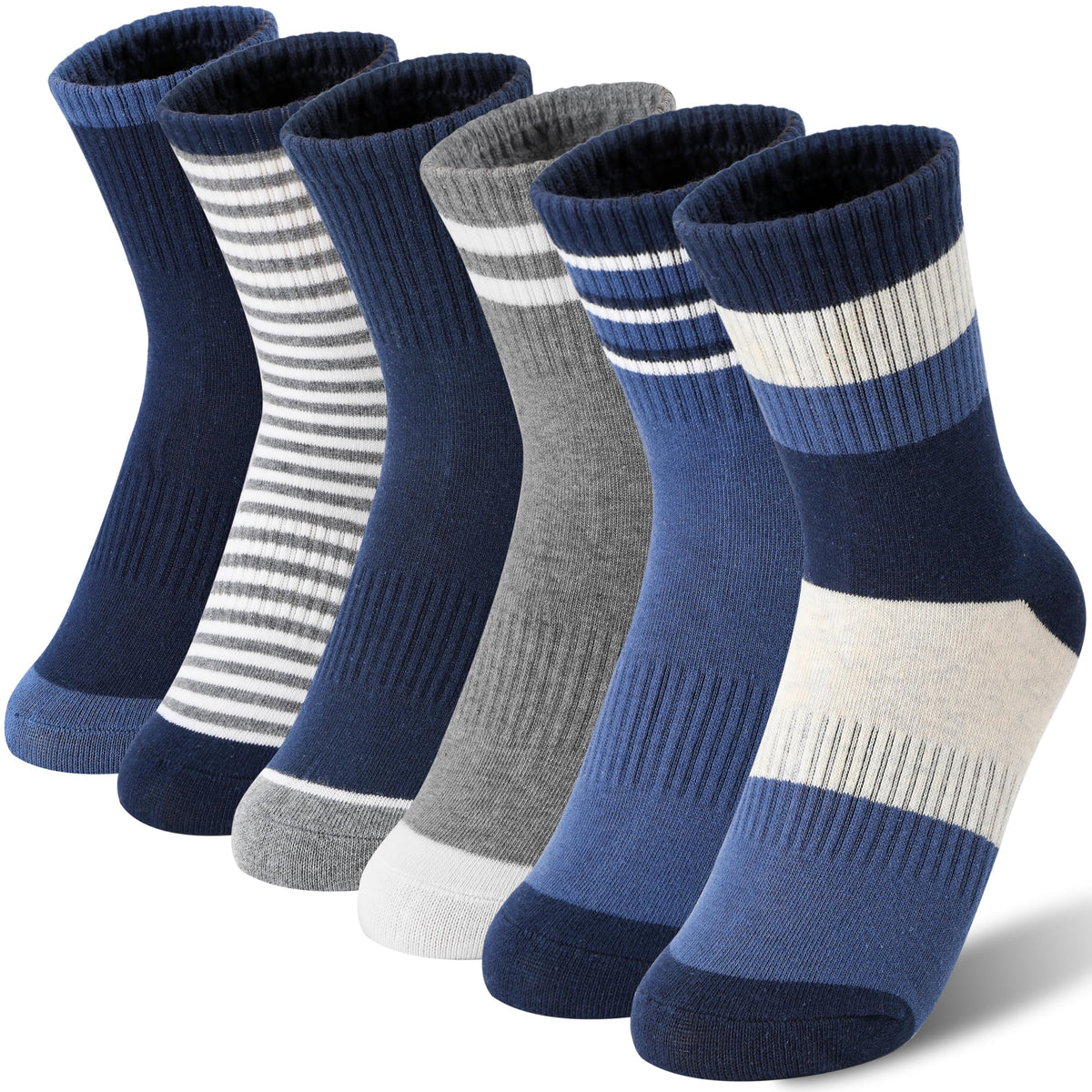 MOGGEI Boys Kids Girls Athletic Socks Basketball Sport Youth Crew Cotton Breathable Outdoor Socks 6 Pairs