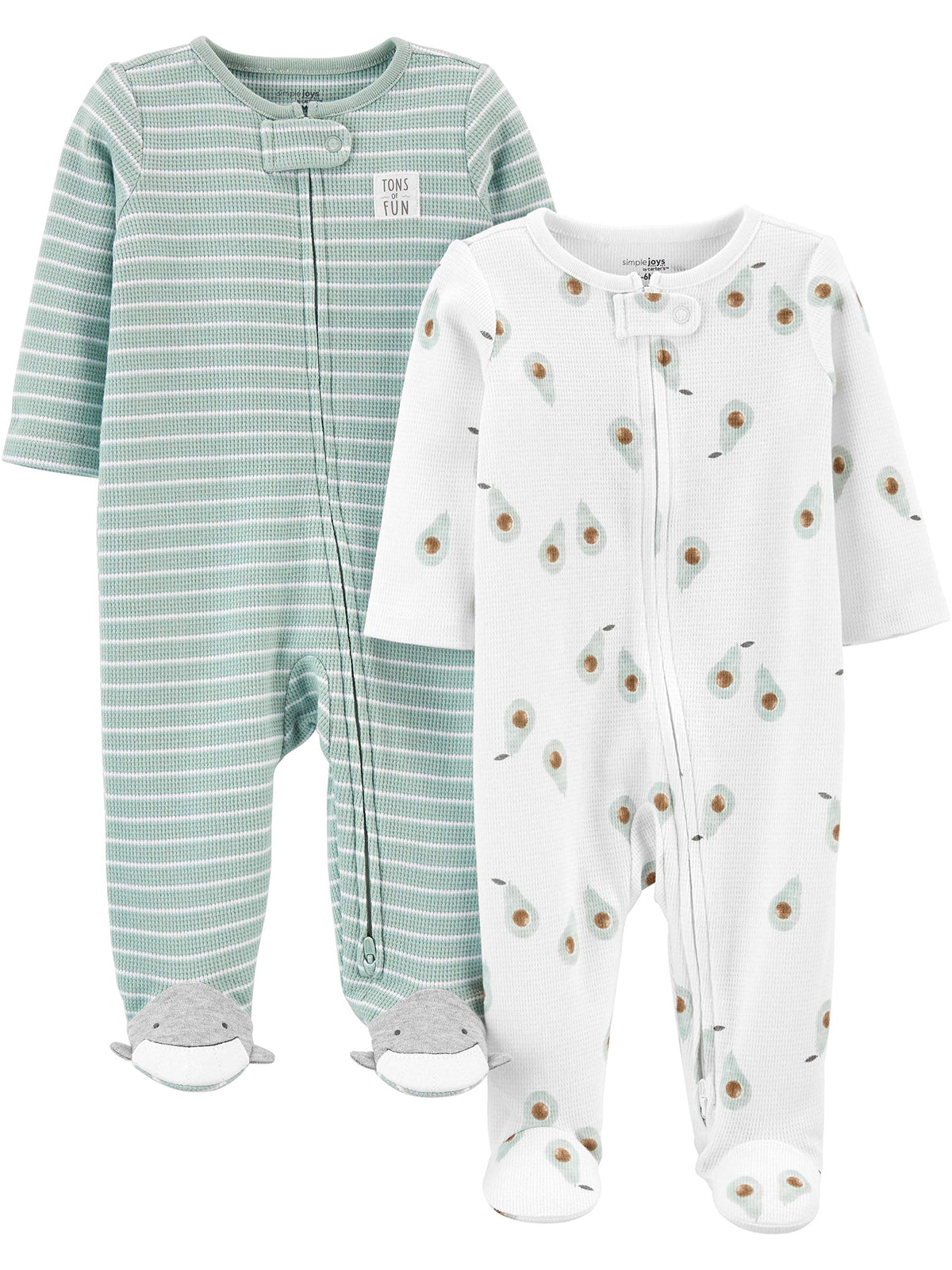 Simple Joys by Carter's Baby Boys' 2-way Zip Thermal Footed Sleep and Play, Pack of 2