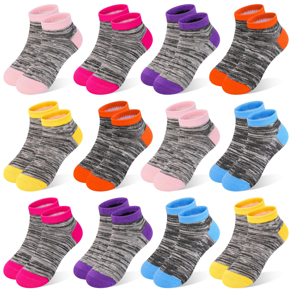 GENTABY Boys Ankle Socks 12-Pack Toddler Athletic Low Cut Socks 2-10Y