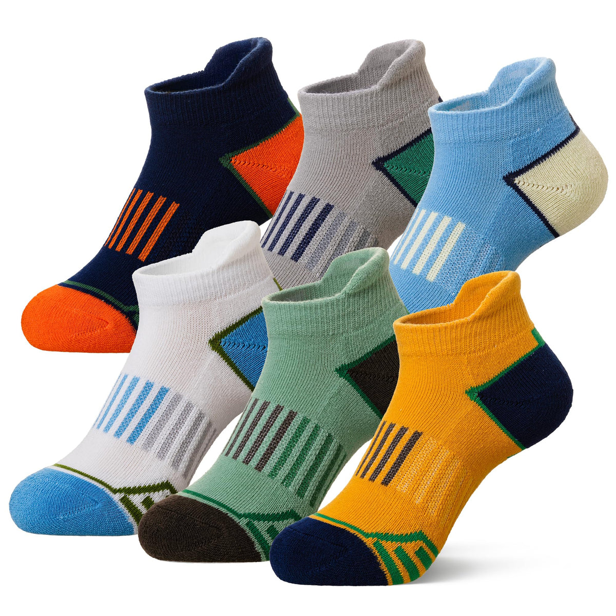 SeeyAN Kids Socks Boys Ankle Athletic Half Cushioned Low Cut Sport Cotton Breathable Socks 6 Pairs