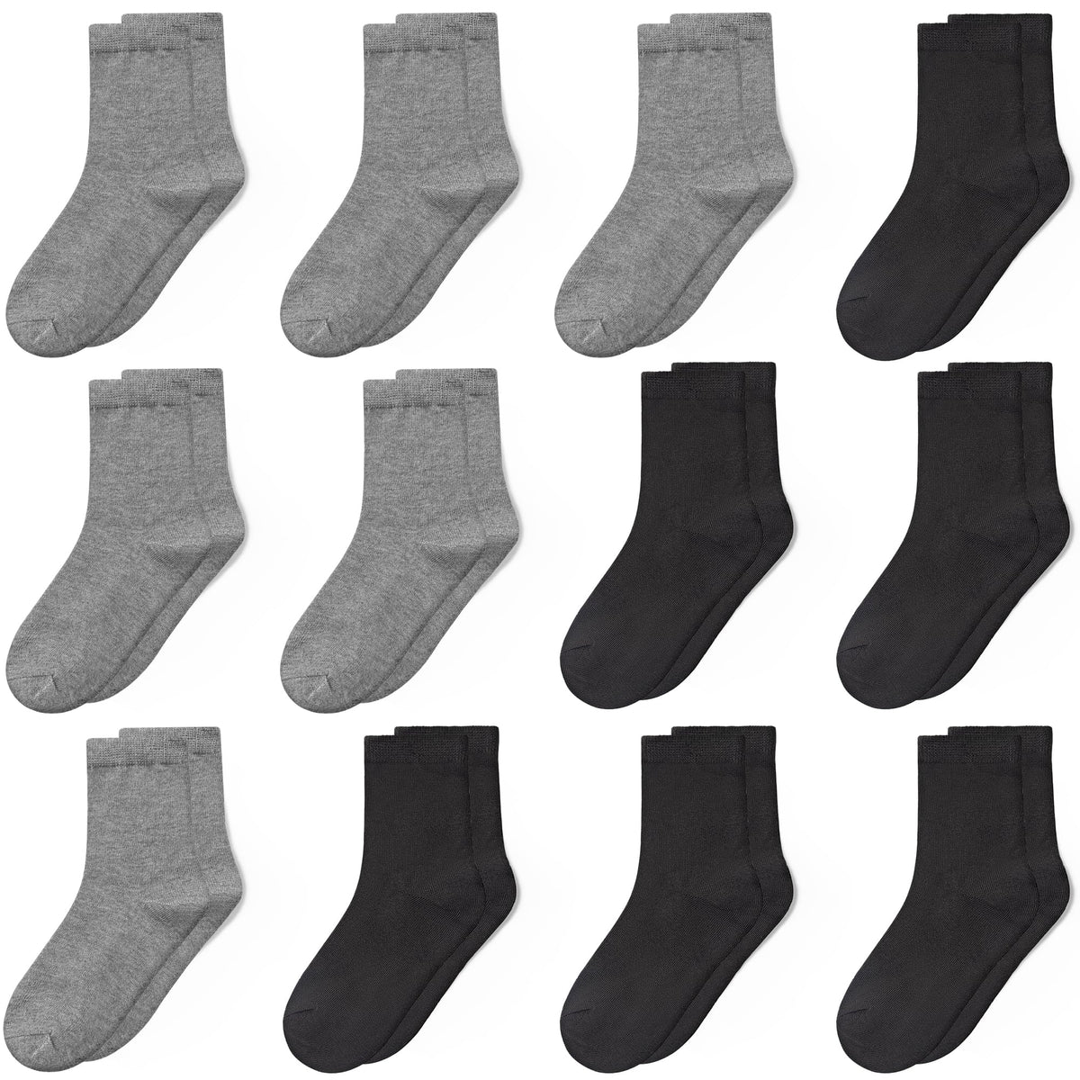 GENTABY Kids Socks 12 Pairs Boys Girls Athletic Crew Socks for Ages 1-13