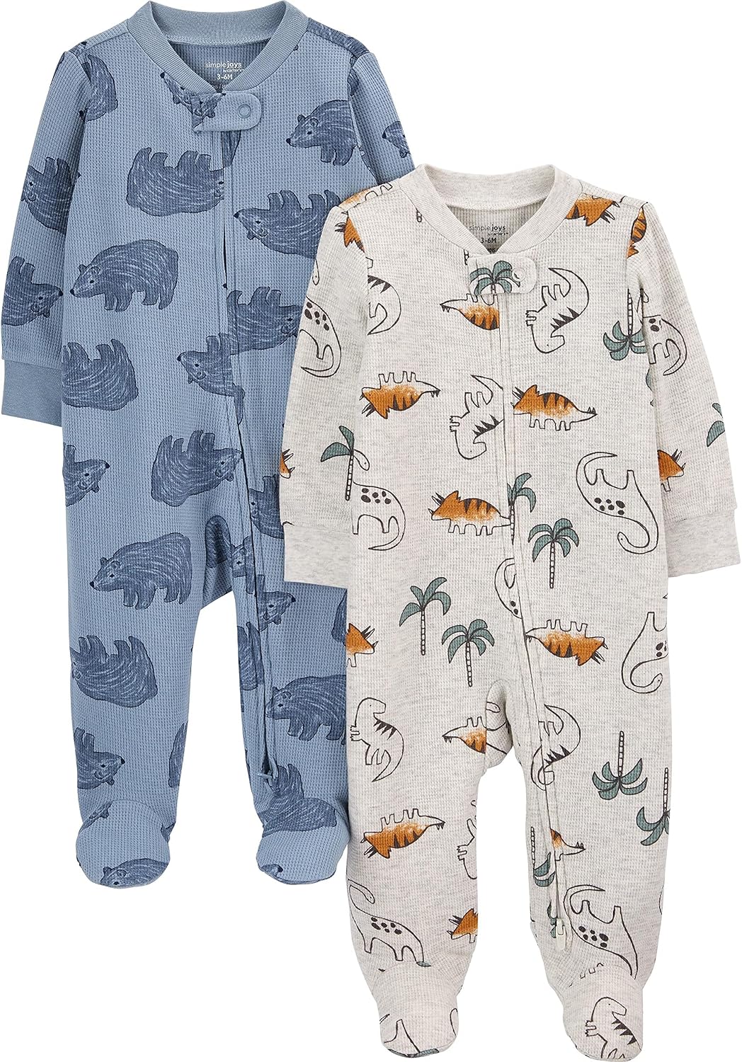 Simple Joys by Carter's Baby Boys' 2-way Zip Thermal Footed Sleep and Play, Pack of 2