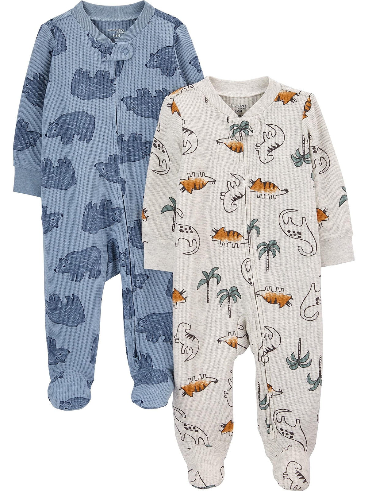 Simple Joys by Carter's Baby Boys' 2-way Zip Thermal Footed Sleep and Play, Pack of 2