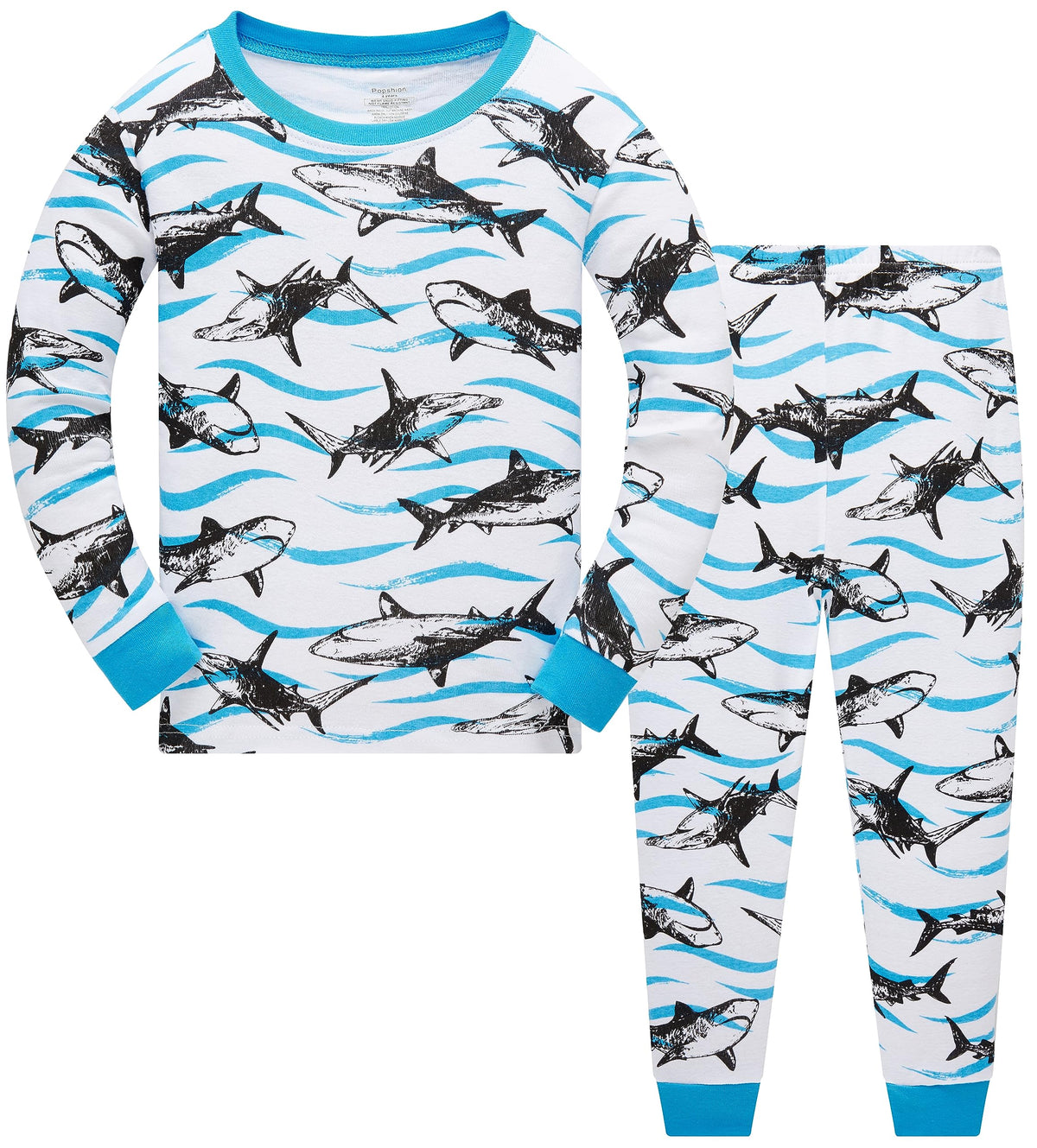 Popshion Little Boys Pajamas Sets Glow in Dark Dinosaur 100% Cotton 2 Piece Toddler Clothes Kids Pjs Sleepwear Size 2-10T
