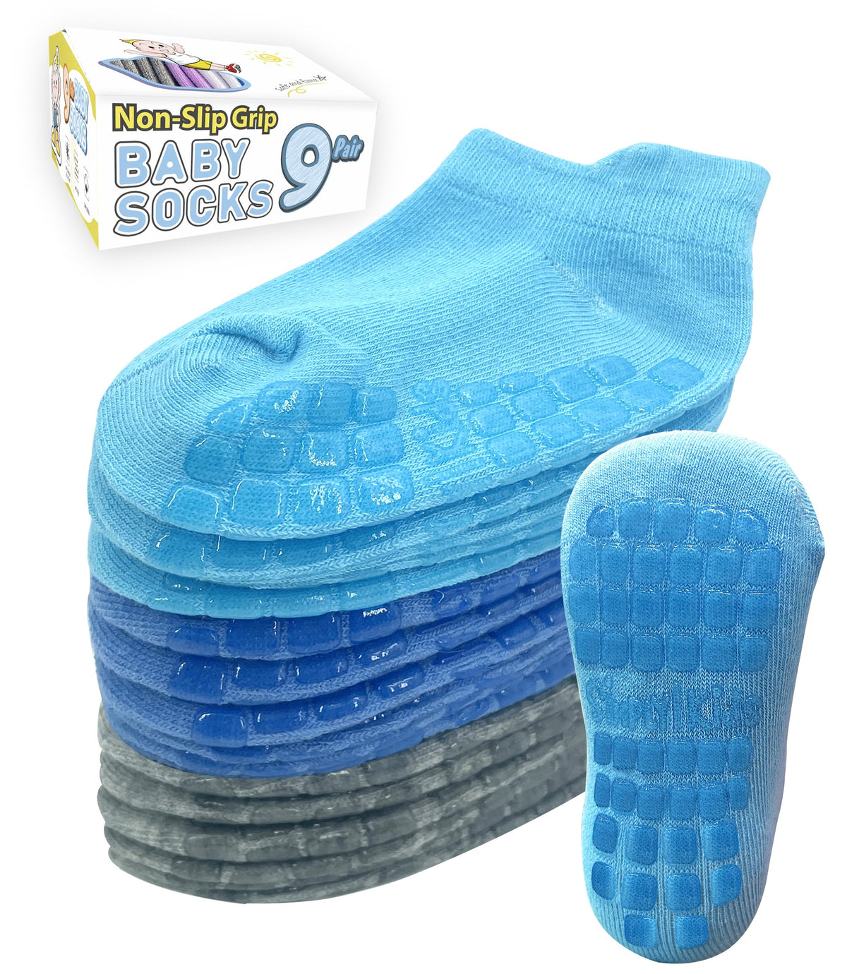 Simply Kids Baby Non-Slip Ankle Socks – Superior Grip, Soft Cotton, for Active Toddler Girls & Boys (Ages 0-7)