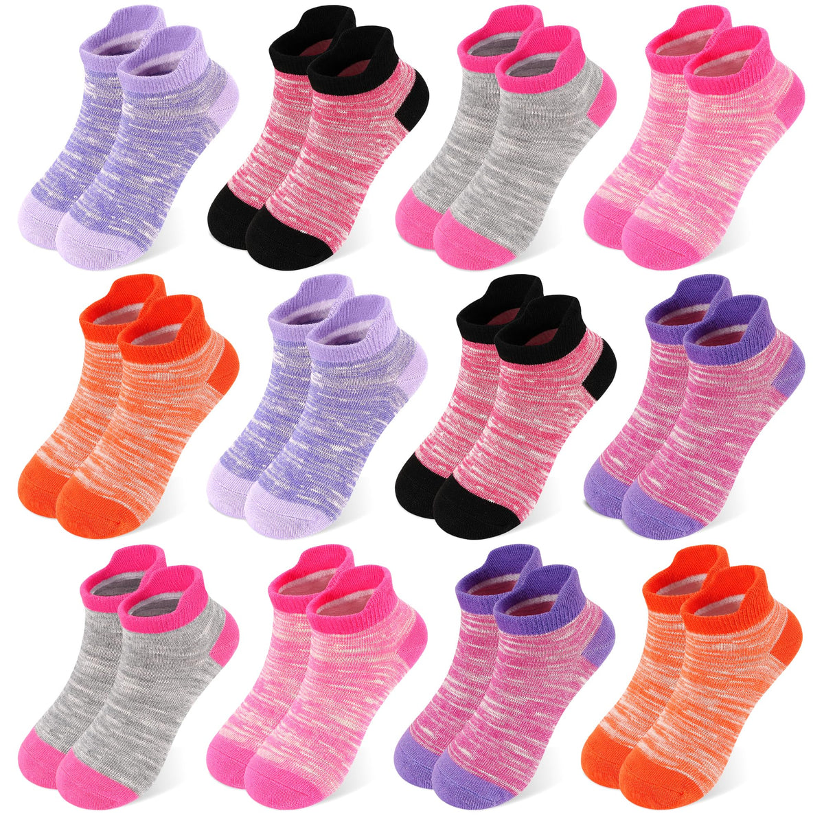 ZERULETS 12 Pairs Kids Socks, Toddler Ankle Athletic Socks 1-14 Years